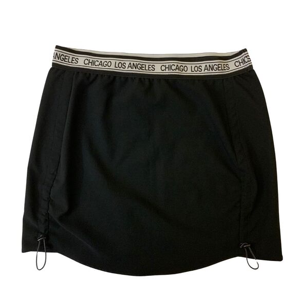 ZARA Black Mini Skirt with City Logo Waistband Size L - Picture 1 of 6